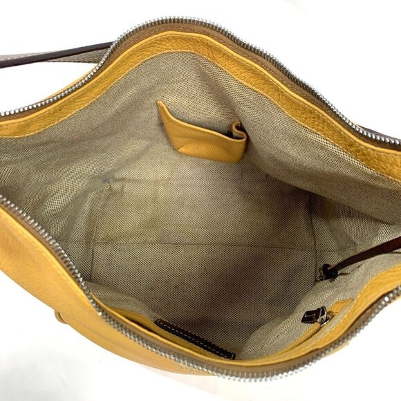 Dooney & Bourke Large Shoulder Hobo Bag In Yellow Pebble Leather H2 681917 - Picture 10 of 16
